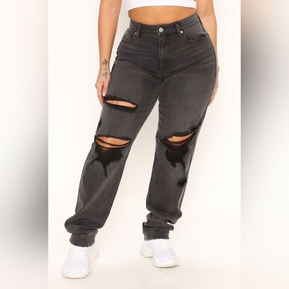 Better Than Your Last Ripped Straight Leg Jeans - Black - Picture 1 of 6